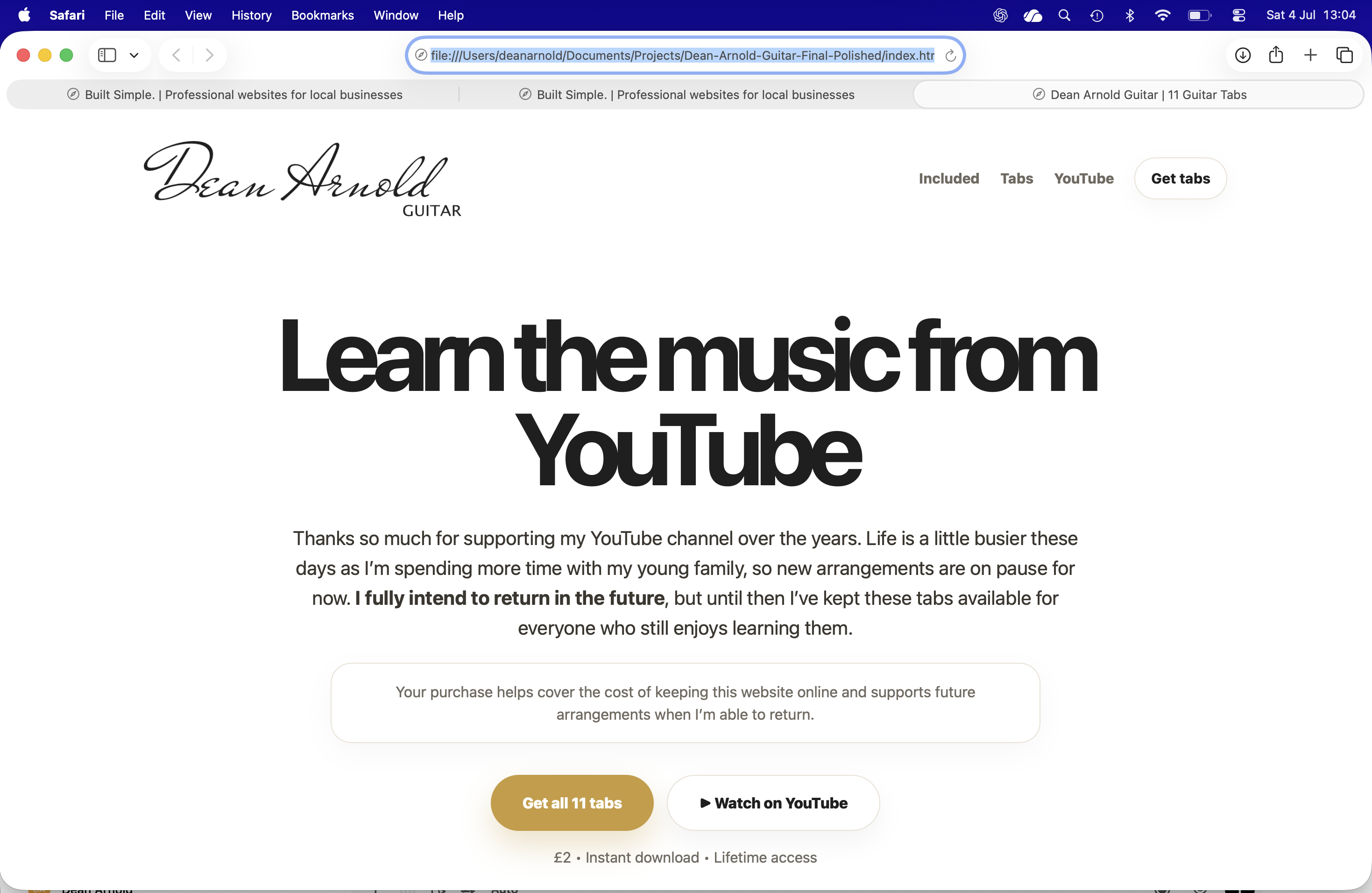 Example client website